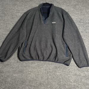 Eddie Bauer Fleece Mens XL Blue Gray Snap T Pullover Outdoor Travel Casual Hike
